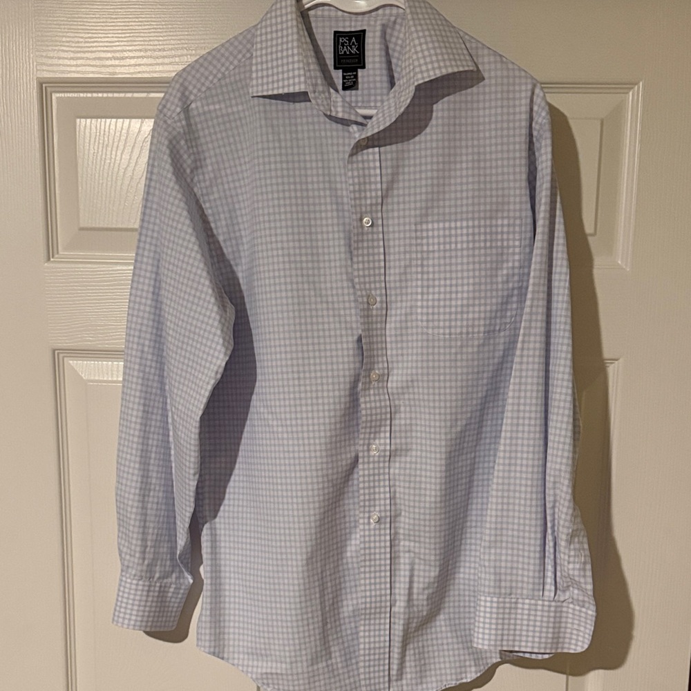 Jos. A. Bank Blue and White Check Dress Shirt